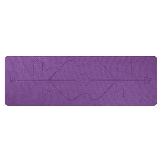 Non-slip Yoga Mat with position lines: Ideal for beginners!